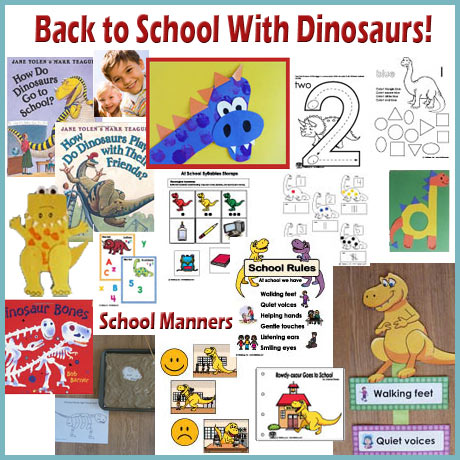 Back to school with dinosaurs activites, crafts, lessons, folder games