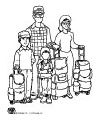 Family traveling coloring page