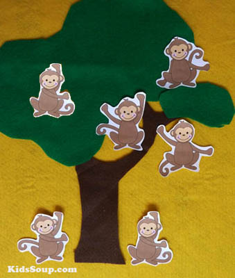Six Little Monkeys Felt story and rhyme for preschool and kindergarten