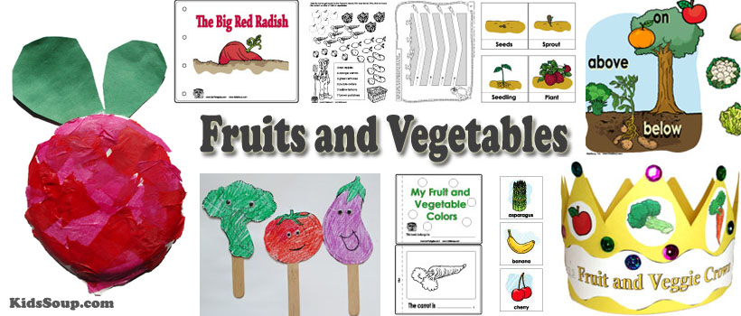 Preschool Kindergarten fruits and vegetables activities and crafts