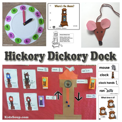 Hickory Dickory Dock Activities and Crafts for preschool and kindergarten