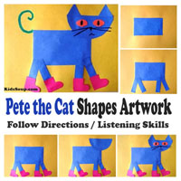 Preschool Kindergarten Pete the Cat Craft and Shapes Activity