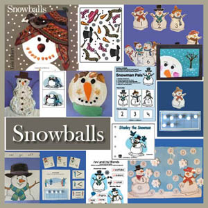 Snowballs literacy activities, crafts,  and lesson for preschool