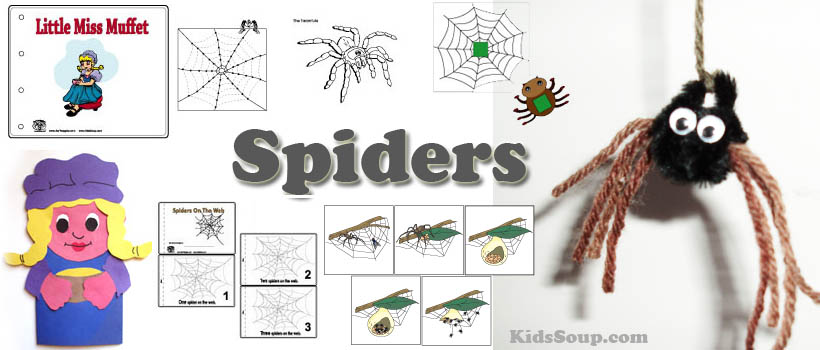 Spiders preschool and kindergarten activities, crafts, and printables