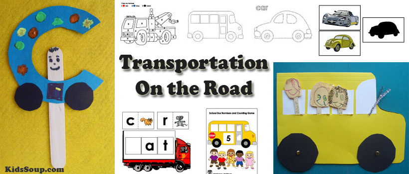 preschool and kindergarten bus and cars activities and crafts