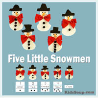 Five Little Snowmen Felt Story Rhyme and Activities