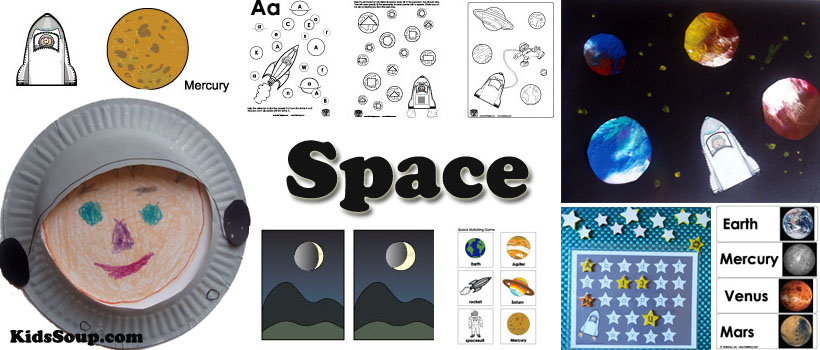 Space and astronaut activities, lessons, and games for preschool and kindergarten